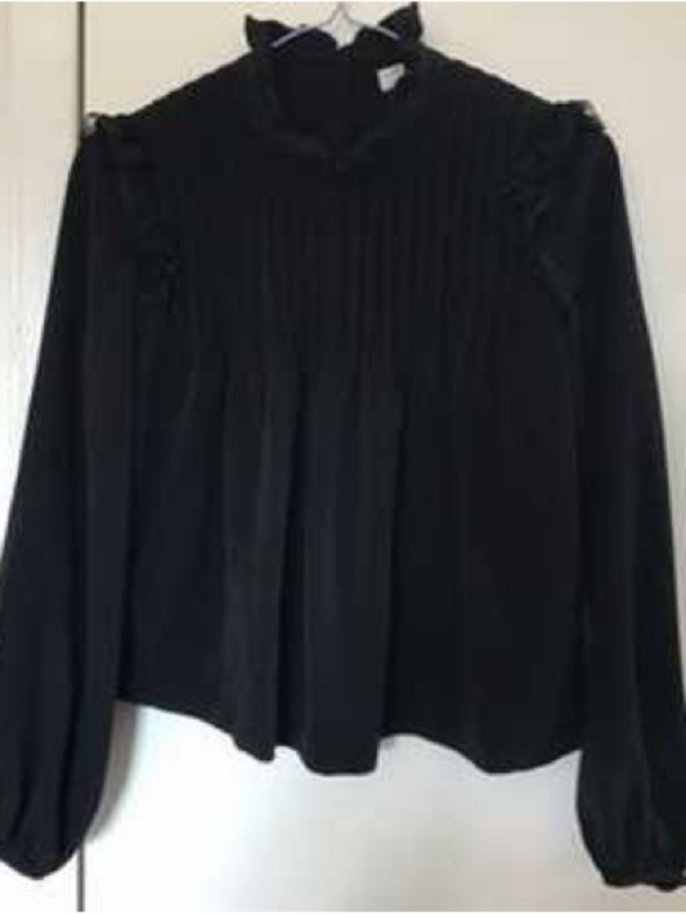 Aritzia Black Ruffled High-Neck Blouse